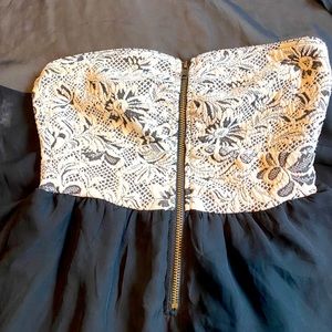 Zipper Front Floral and Black Dress